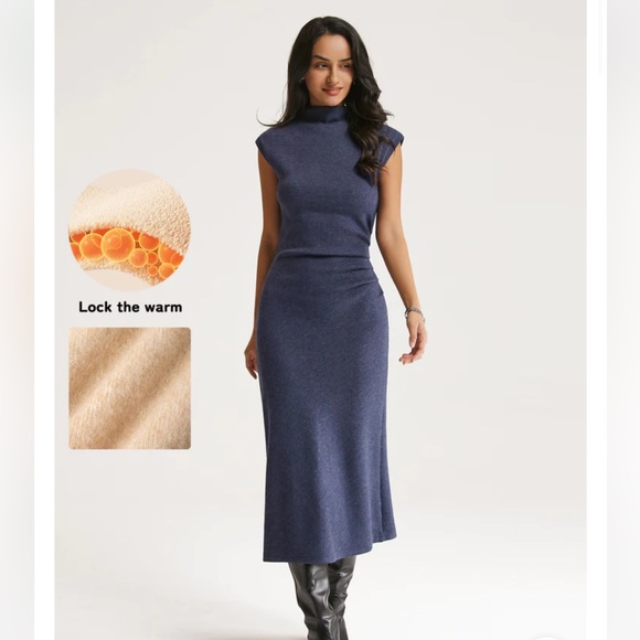 OGL Cashsoft Mockneck Sleeveless Midi Dress - Picture 2 of 9
